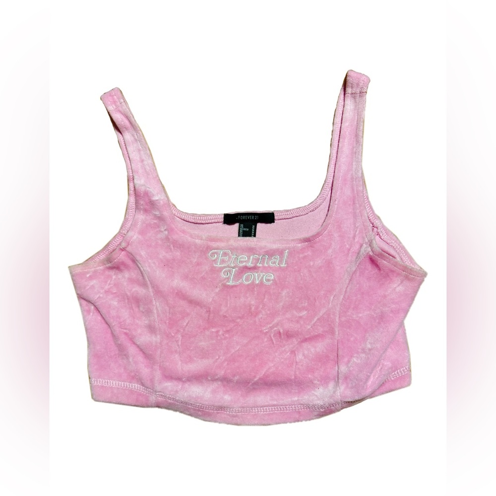 ETERNAL LOVE PINK VELOUR CROP TOP - FOREVER 21